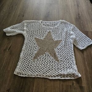 White Crochet Top with Star Design